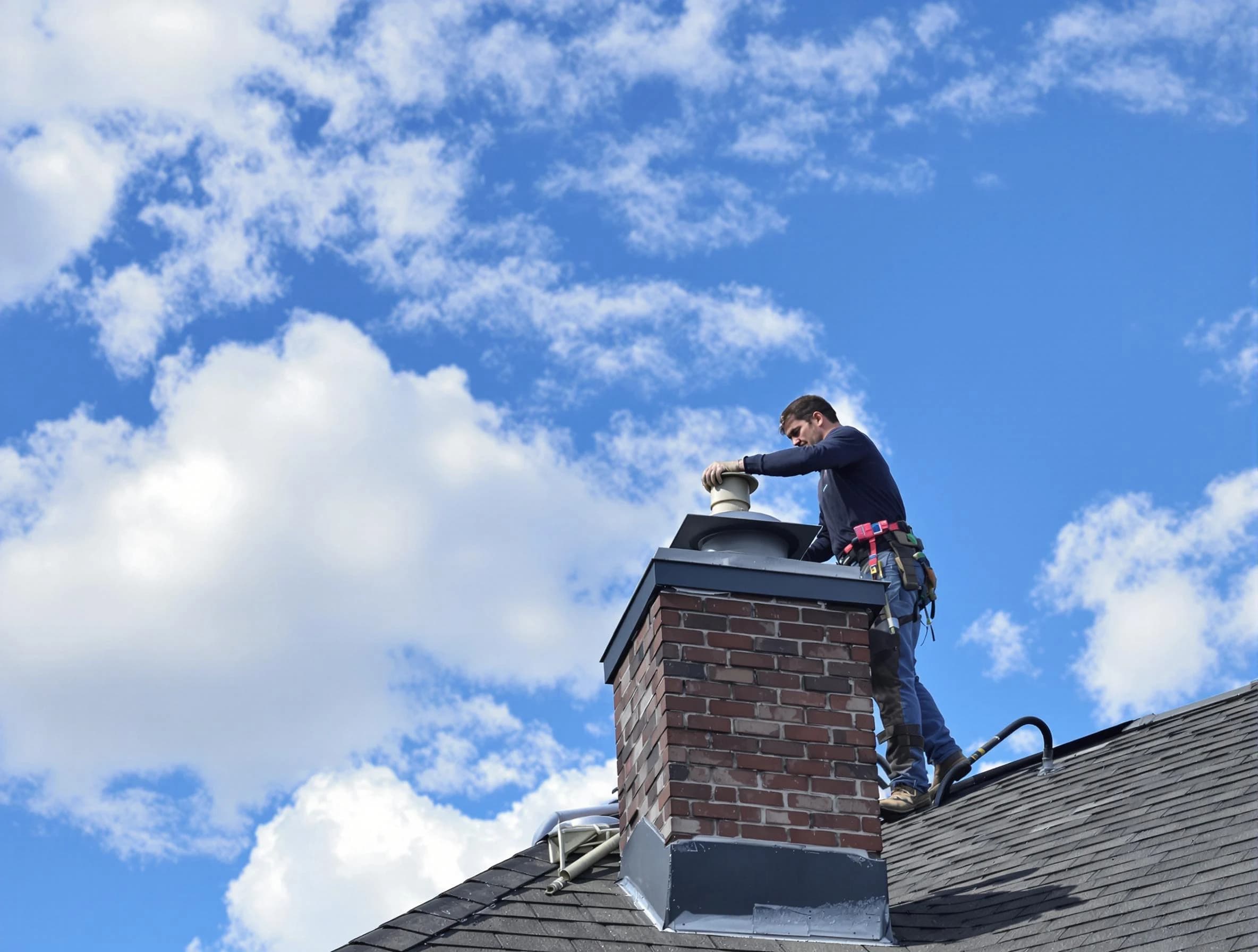 Scottdale Chimney Sweep installing a sturdy chimney cap in Scottdale, GA