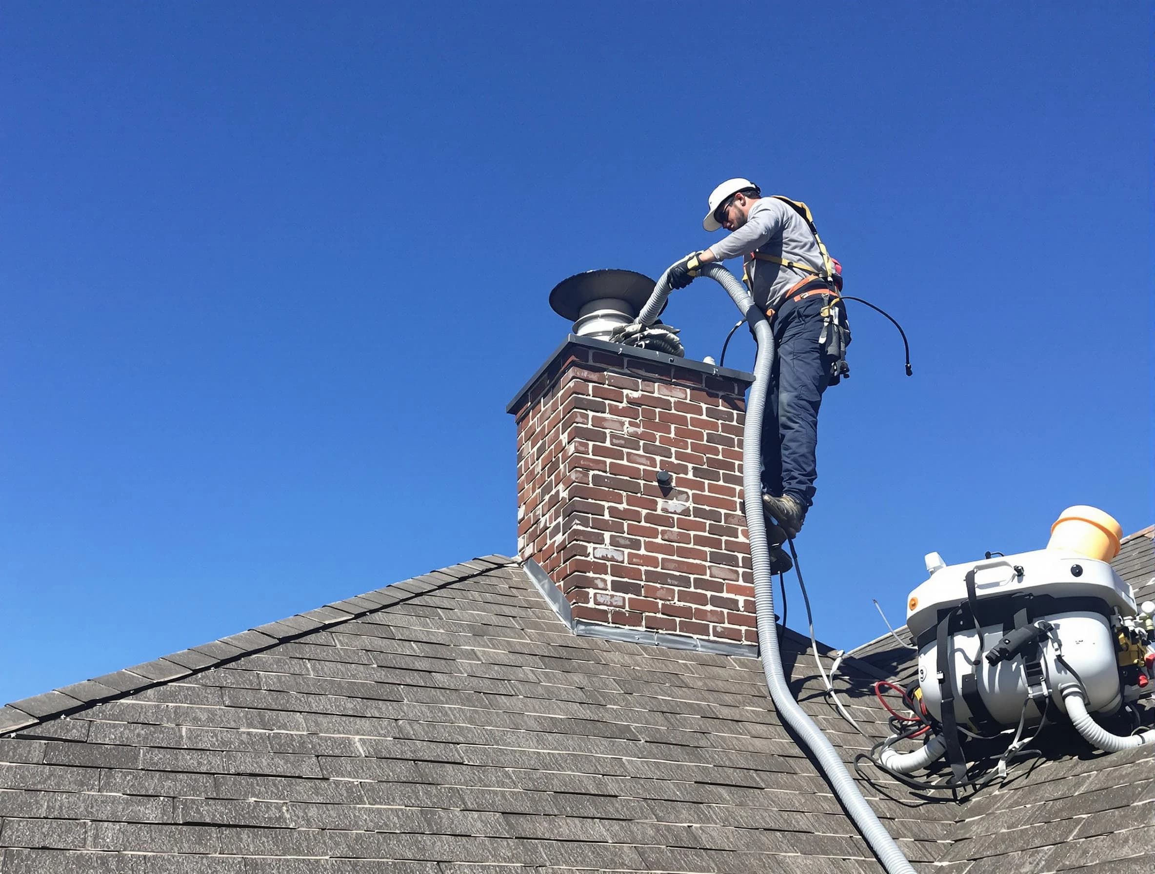 Dedicated Scottdale Chimney Sweep team member cleaning a chimney in Scottdale, GA