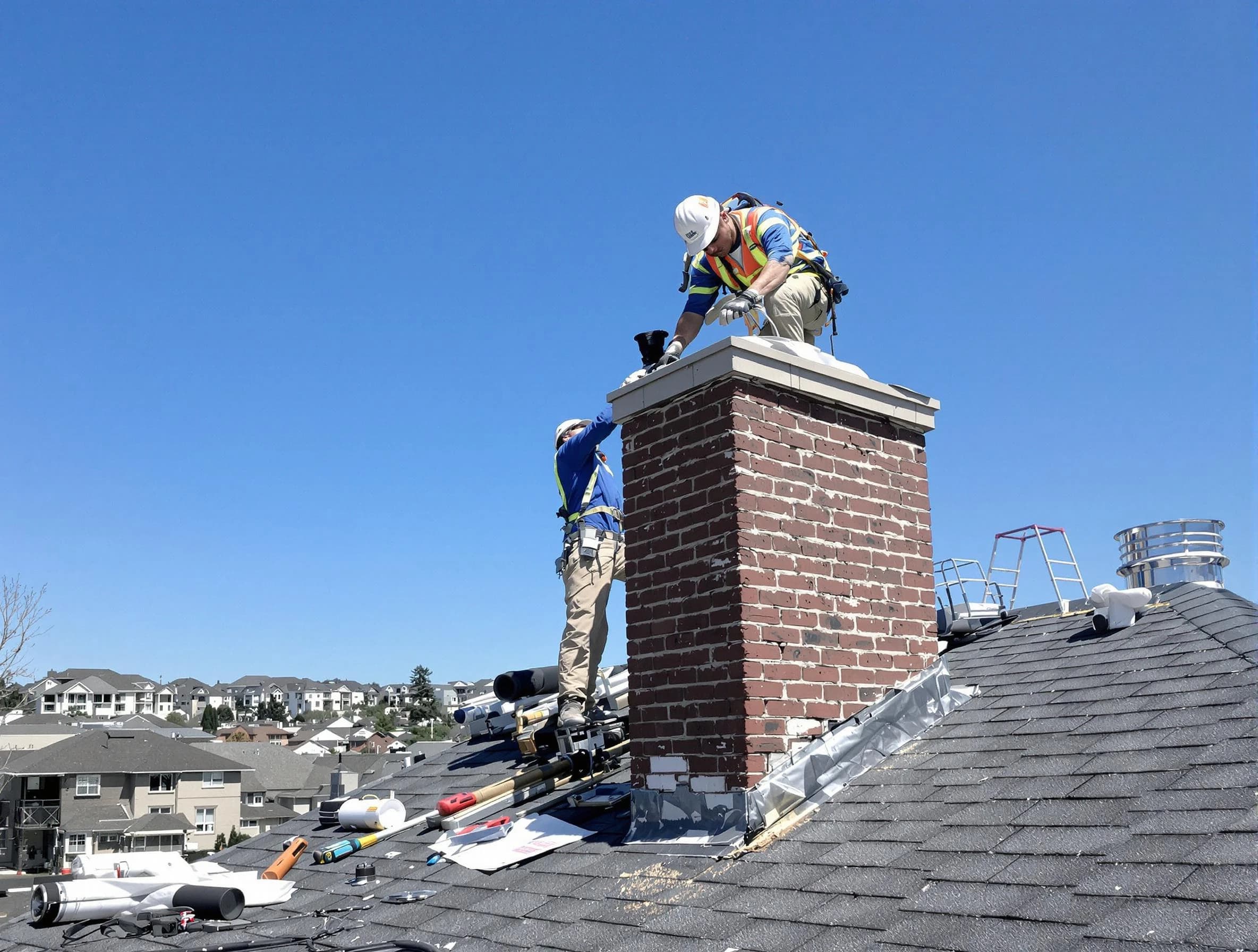 Scottdale Chimney Sweep repairing a chimney crown in Scottdale, GA