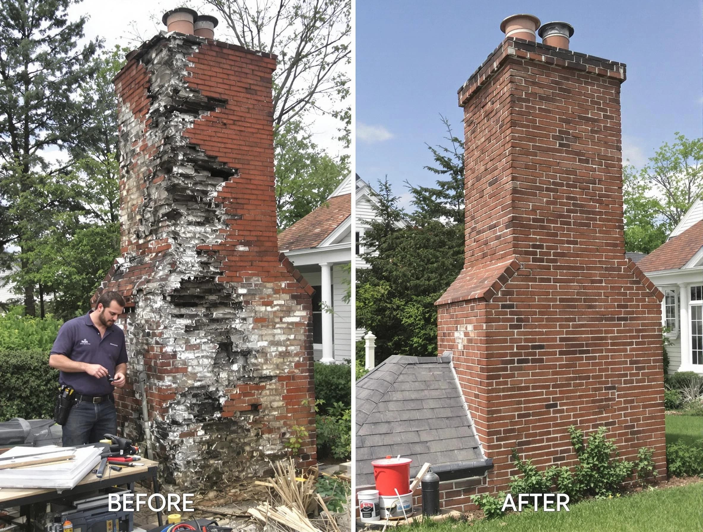 Scottdale Chimney Sweep performing a full chimney restoration in Scottdale, GA
