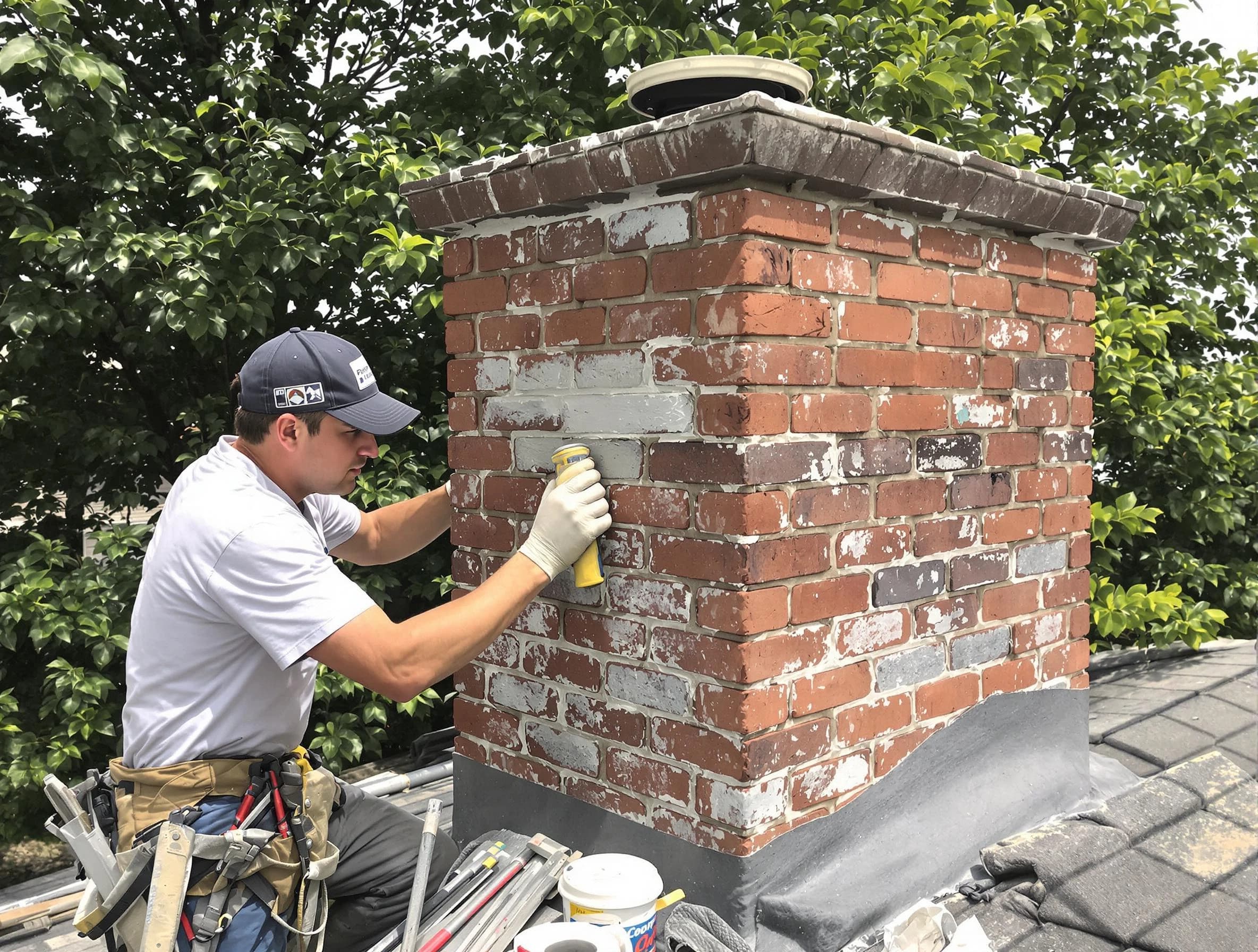 Scottdale Chimney Sweep restoring an aging chimney in Scottdale, GA