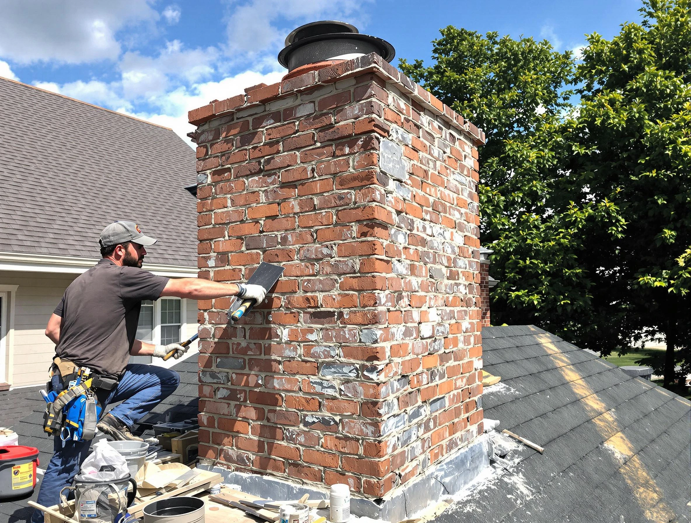 Completed chimney rebuild by Scottdale Chimney Sweep in Scottdale, GA
