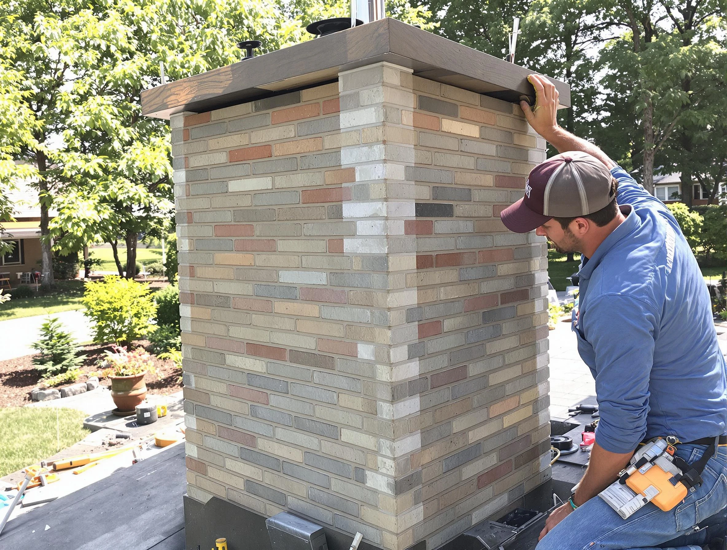 Scottdale Chimney Sweep completing a modern chimney remodel in Scottdale, GA
