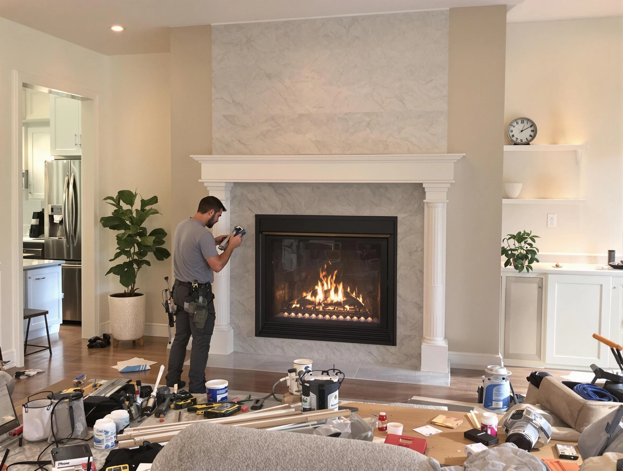 Newly installed fireplace by Scottdale Chimney Sweep in Scottdale, GA